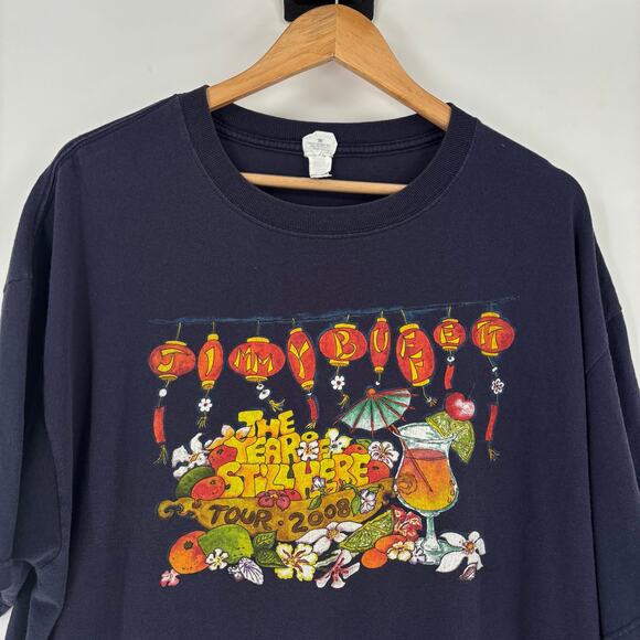 Vintage Jimmy Buffett The Year Of Still Here T Shirt Size 2XL XXL 2008 Blue Band - Picture 2 of 9